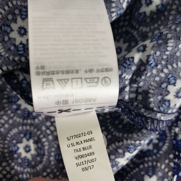 Old Navy Womens Tank Top Sz Small Printed Sleeveless Tile Blue V Tie Neck Rayon - Picture 8 of 9